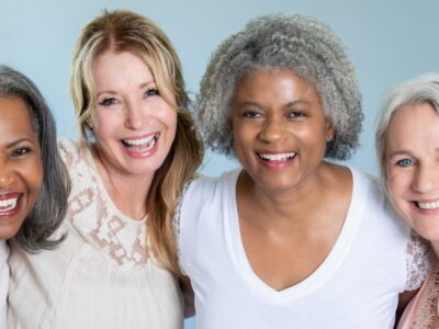 Diverse portrait of beautiful senior women with gray hair
