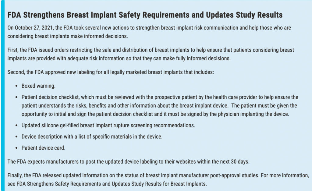 FDA Black Box Warning for breast implants