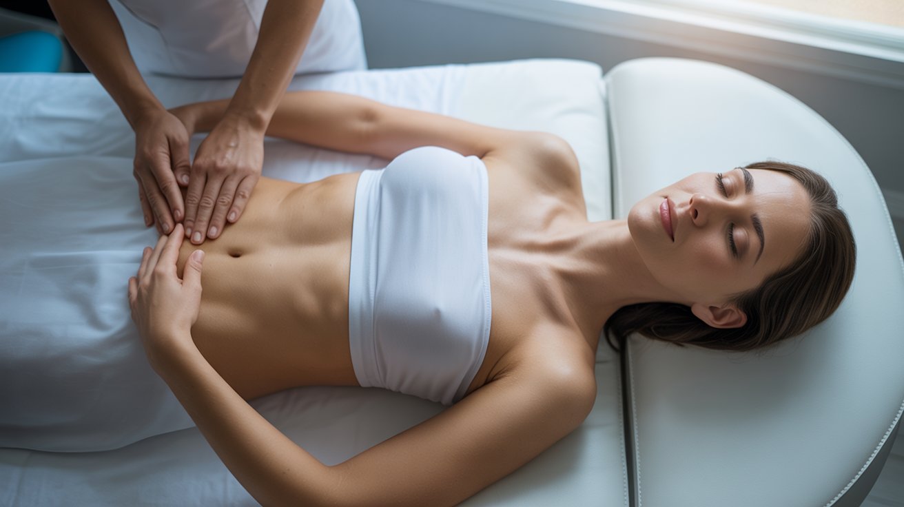 woman getting a lymphatic massage at home