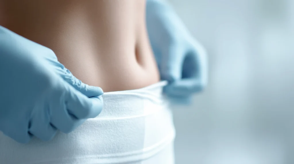 woman's belly recovering after liposuction